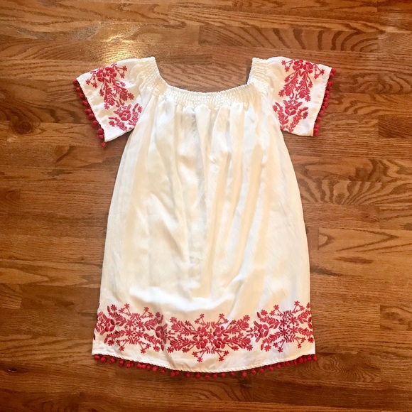 ☀️Forever 21 White & Red Off the Shoulder Dress - Picture 4 of 9